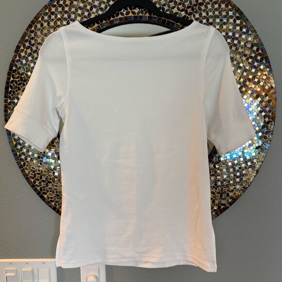 NWOT Madewell Elbow-Sleeve Boatneck Tee White (size small) - Picture 2 of 4